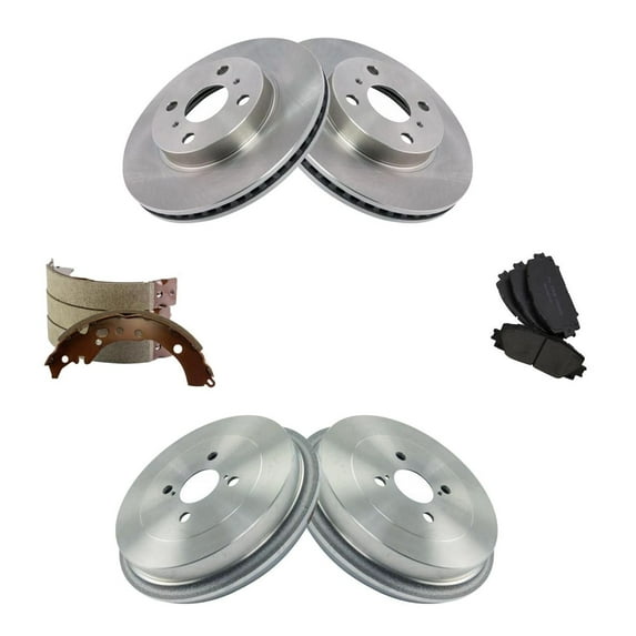 Geelife Front & Rear Ceramic Disc Brake Pad Rotor Shoes & Drum Kit w/Chemicals