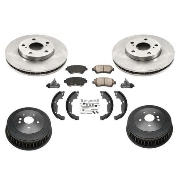 Geelife Frt Rotors Pads Rear Drums Shoes Springs Wheel Cylinders For Toyota 98-03 Sienna