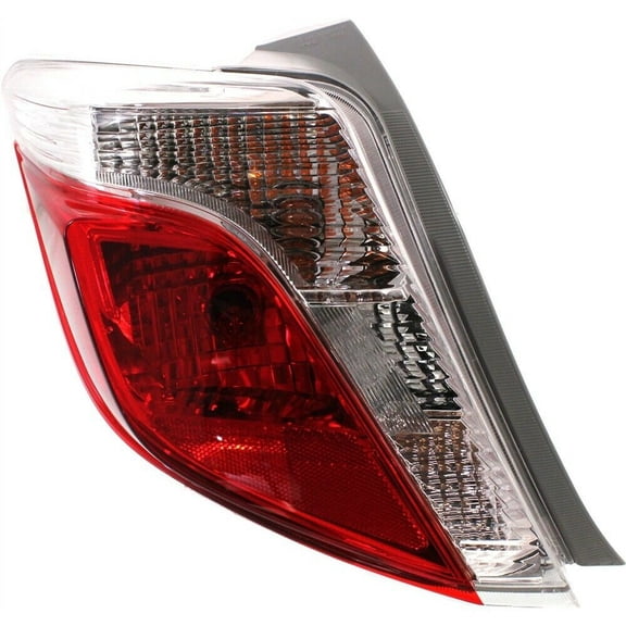 Geelife Halogen Tail Light For 2012-2014 Toyota Yaris Hatchback Left Clear/Red w/ Bulbs
