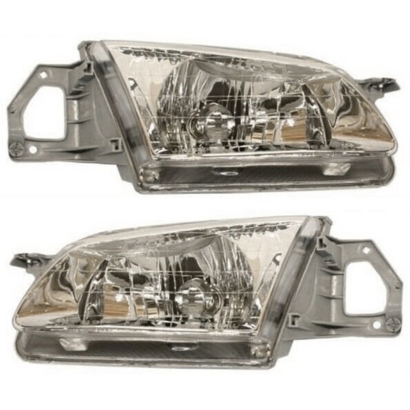 Geelife Headlight Set For 1999-2000 Mazda Protege Sedan Left and Right With Bulb 2Pc