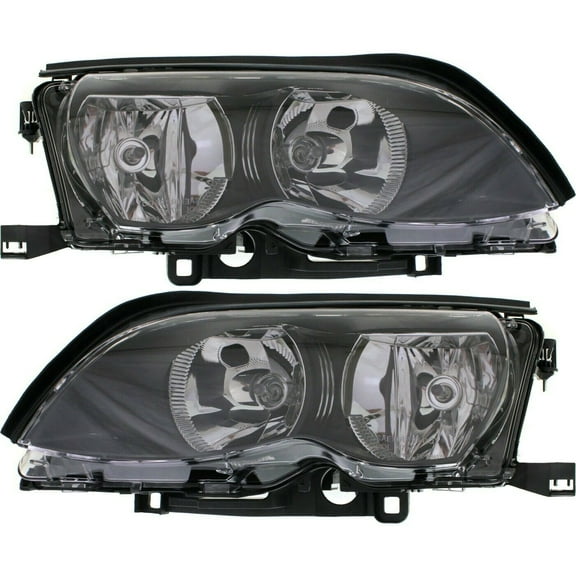 Geelife Headlight Set For 2002-2005 B_MW 320 325 330 Left and Right Black Housing 2Pc