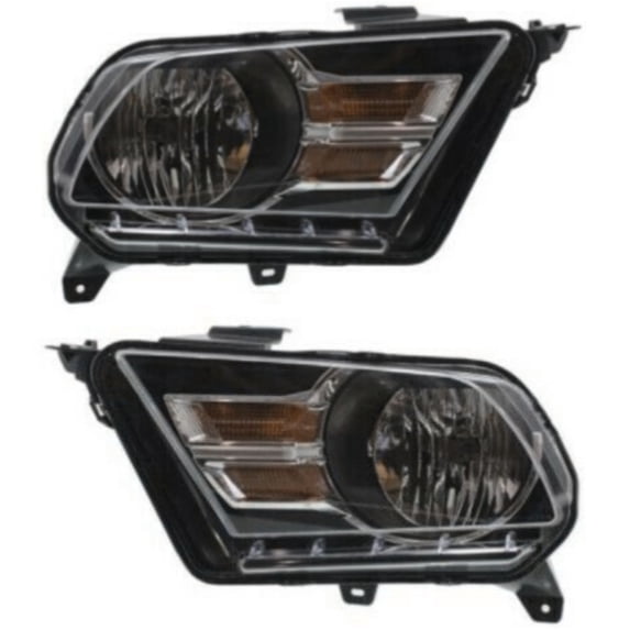 Geelife Headlight Set For 2010-2014 Ford Mustang Left and Right Chrome Housing 2Pc