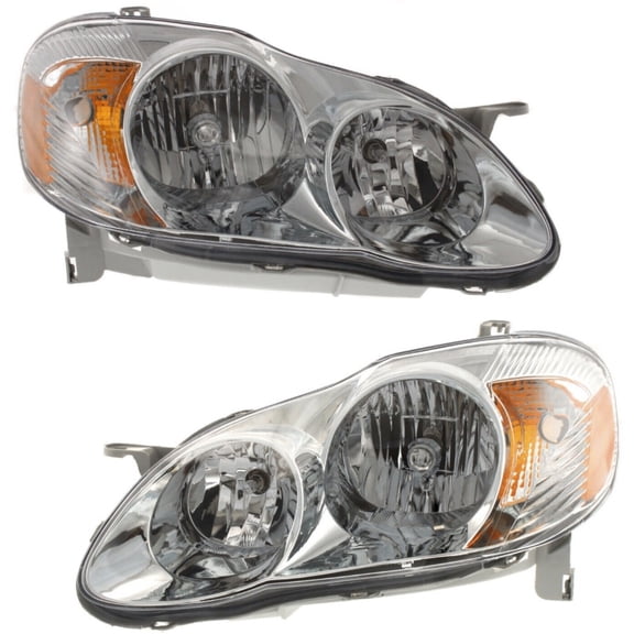 Geelife Headlight Set For Toyota 03-04 Corolla S Sedan S Left and Right With Bulb 2Pc
