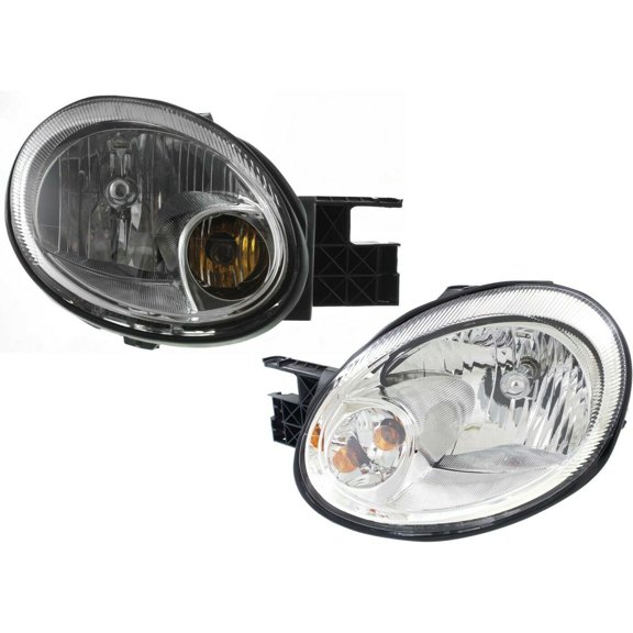 Geelife Headlights Headlamps w/ Chrome Bezel Left & Right Pair Set For 03-05 Neon Sedan