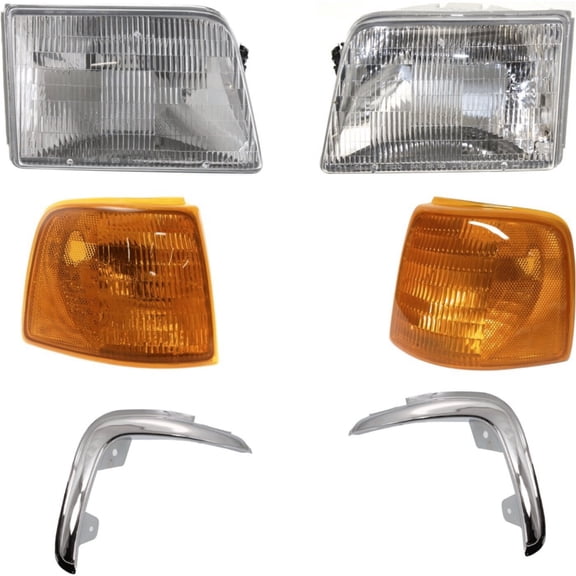 Geelife Kit Headlight Driving Head light Headlamp Driver & Passenger Side Styleside