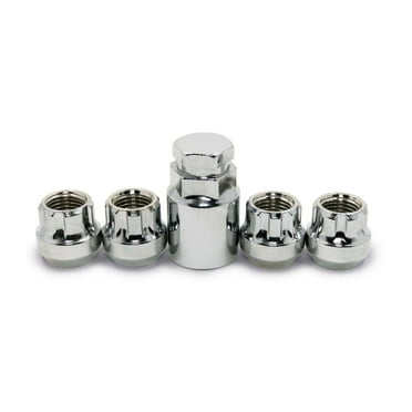 CWA 9/16-18 Open End Bulge Acorn Wheel Lock Nuts - Chrome, Set Of 4 With Key