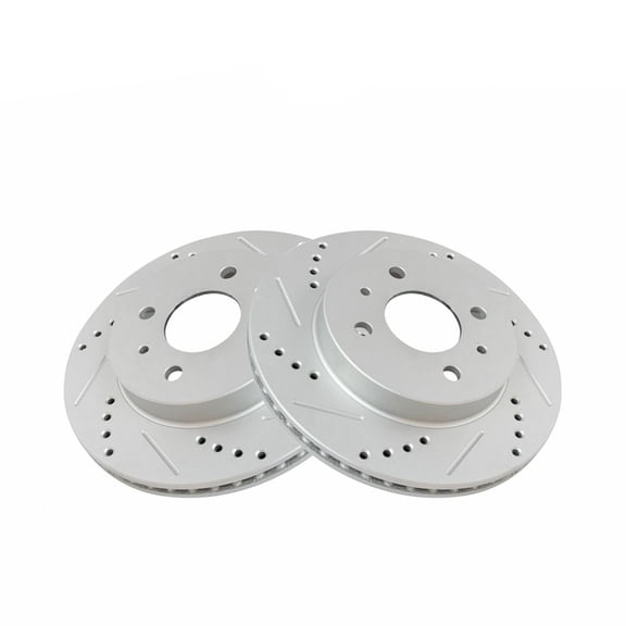 Geelife Performance Brake Rotor Drilled & Slotted Coated Front Pair For Saturn