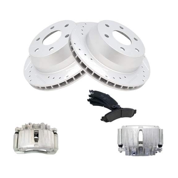 Geelife Rear Ceramic Pads Drilled Slotted Zinc Coated Rotors & Calipers Kit