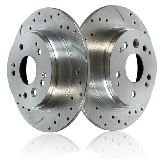 Geelife Rear Drilled Slotted Brake Rotors Silver Pair 2 For Acura TL Honda Element 2.4L
