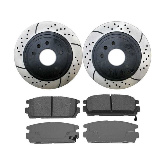 Geelife Rear Drilled and Slotted Brake Rotors & Pads for Chevy Equi Saturn Vue 3.4L