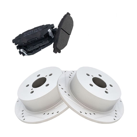Geelife Rear Posi Metallic Brake Pad & Performance Drilled Slotted Rotor Kit