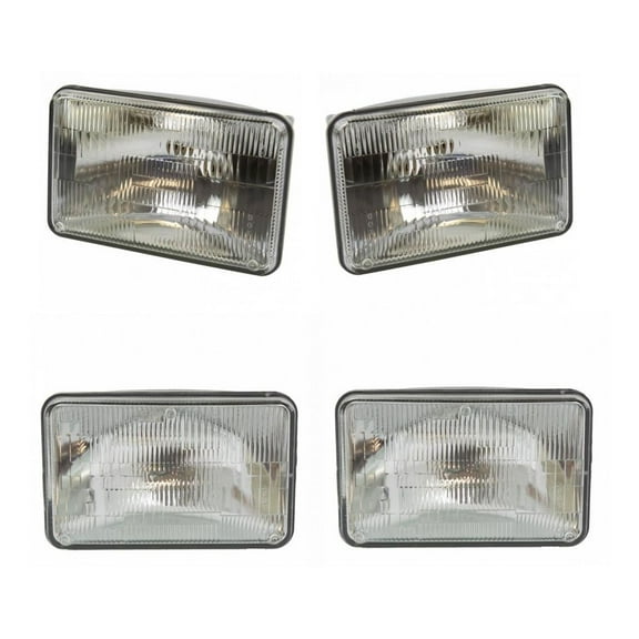 Geelife Rectangle Sealed Beam High & Low Beam Headlights 4 Piece Set Kit