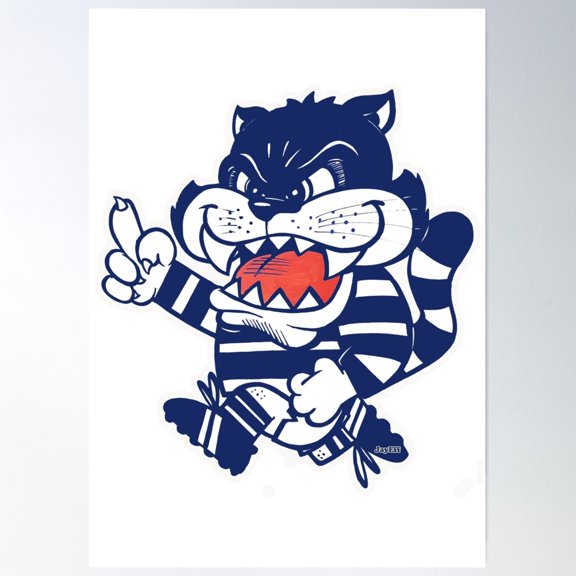 Geelong Cats By Jay Eff Poster Wall Art, Modern Wall Decor For Living Room Bedroom, 8x12 UNFRAMED