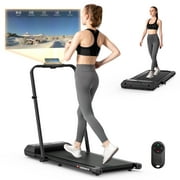 Geemax 2 in 1 Folding Treadmill,3.0HP Under Desk Treadmill for Home,265lbs Capacity 0.6-7.5MHP with APP & LCD Display, Portable Treadmill for Home, Office, Gym