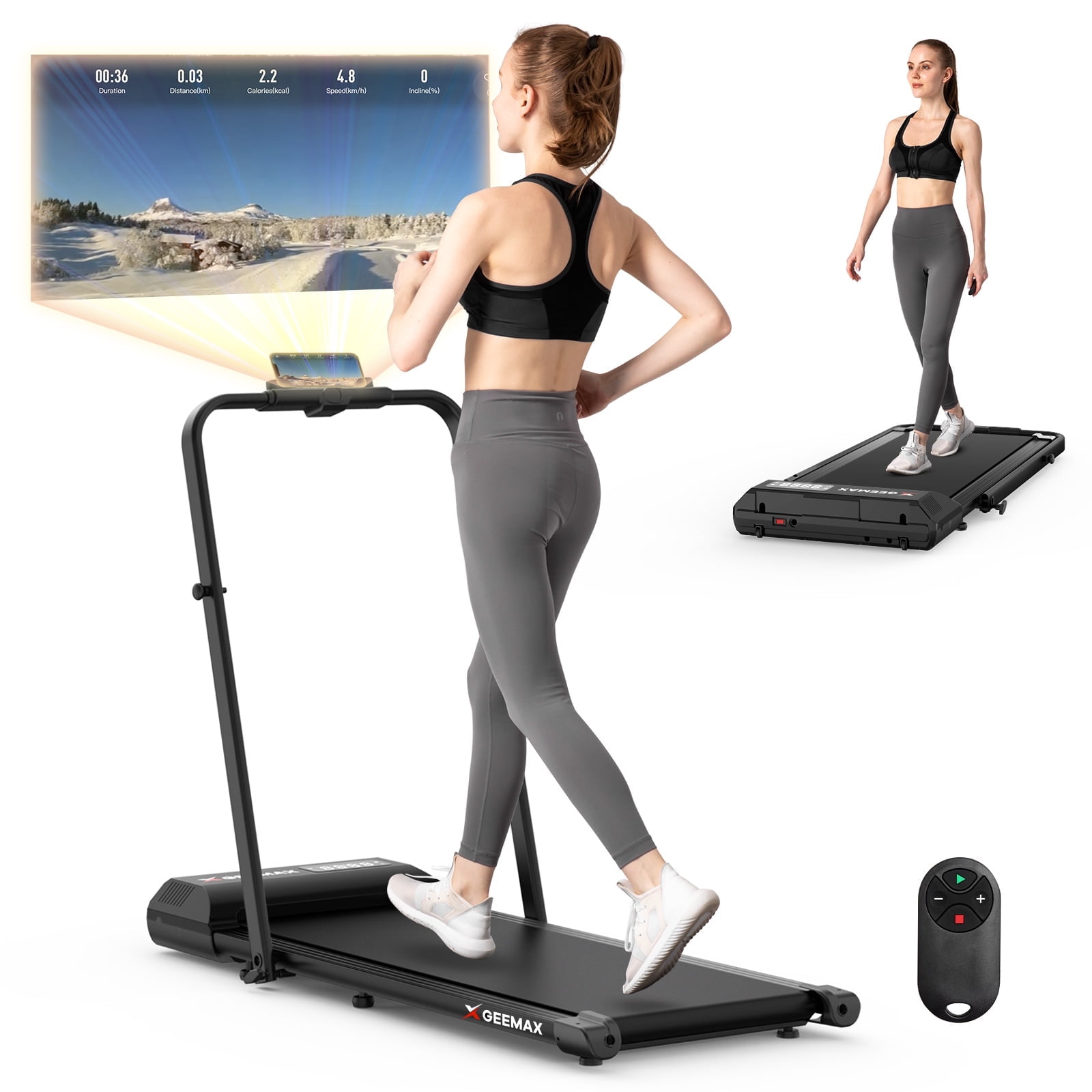 Geemax 2 in 1 Foldable Treadmill, 3.0HP, Under Desk, 265lbs Geemax 2 in 1 Foldable Treadmill, 3.0HP, Under Desk, 265lbs