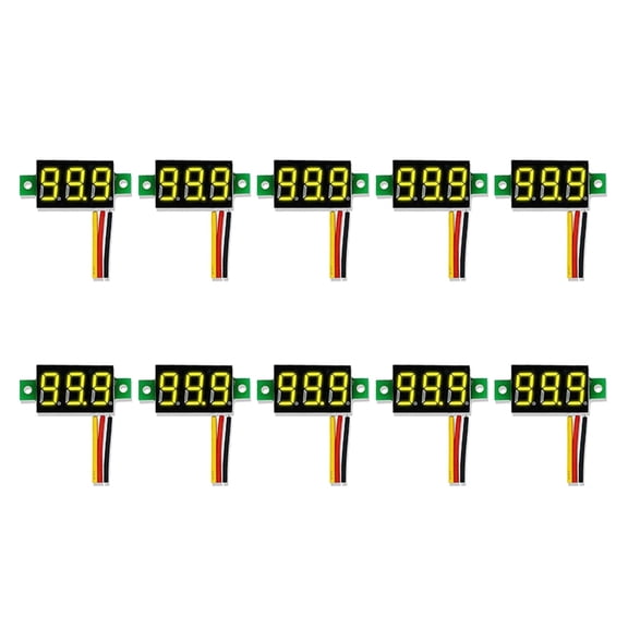 Geemin 0.28inches LED DC Digital 0-100V Voltmeter 3-Wire Battery Voltage Tester Display LED Display Panel Pack of 10