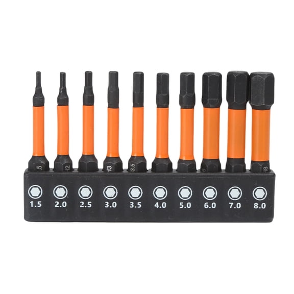 Geemin 10Pcs Hex Screwdriver Long Bit Set Allen Wrenches Drill Bit Set Machined Tip for Screwdriver Assembling Accessories