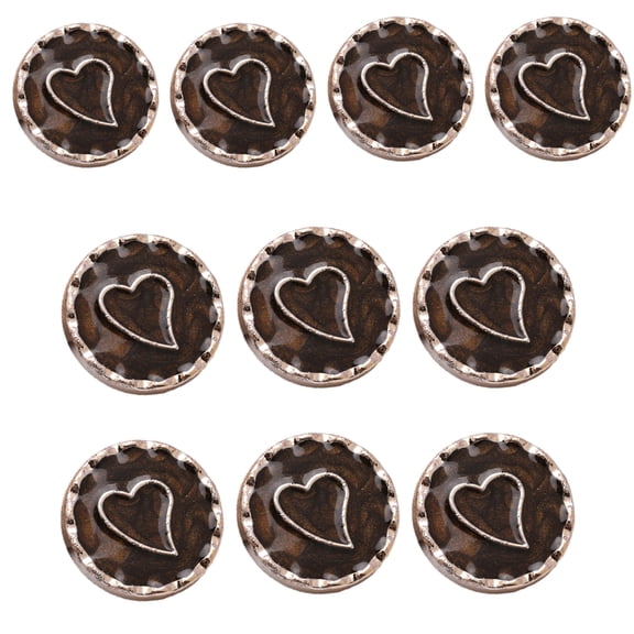 Geemin 10Pcs Round Metal Button with Hole Heart Button Sewing Button for Art Craft Coat Sewing Knitting Clothing Accessories