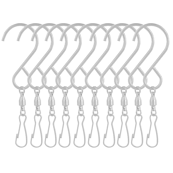 Geemin 10x Swivel Hooks Clips Convenient S Hook for Hanging Wind Chimes Flower Pot Flag