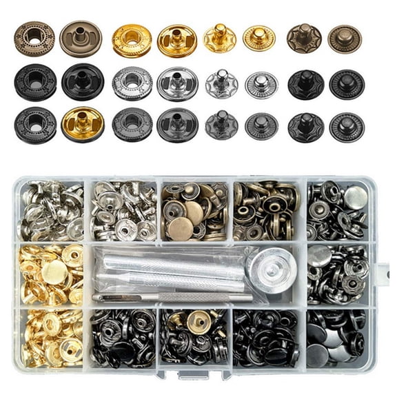 Geemin 120 Sets of Metal Four Button Tool Set Jeans Bags Pure Copper Button DIY