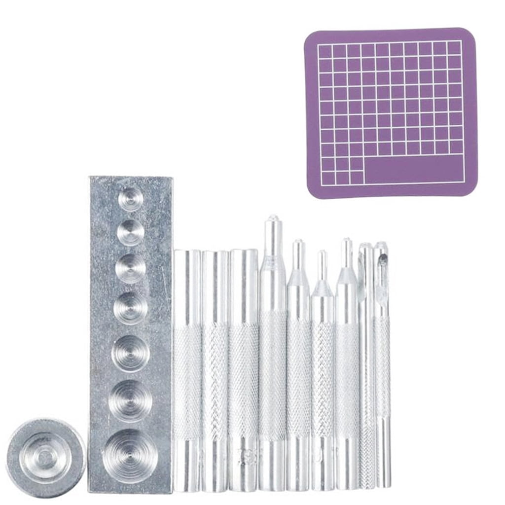 Geemin 12Pcs Hollow Punching Set with Base and Cutting Mat, Round Hole Puncher