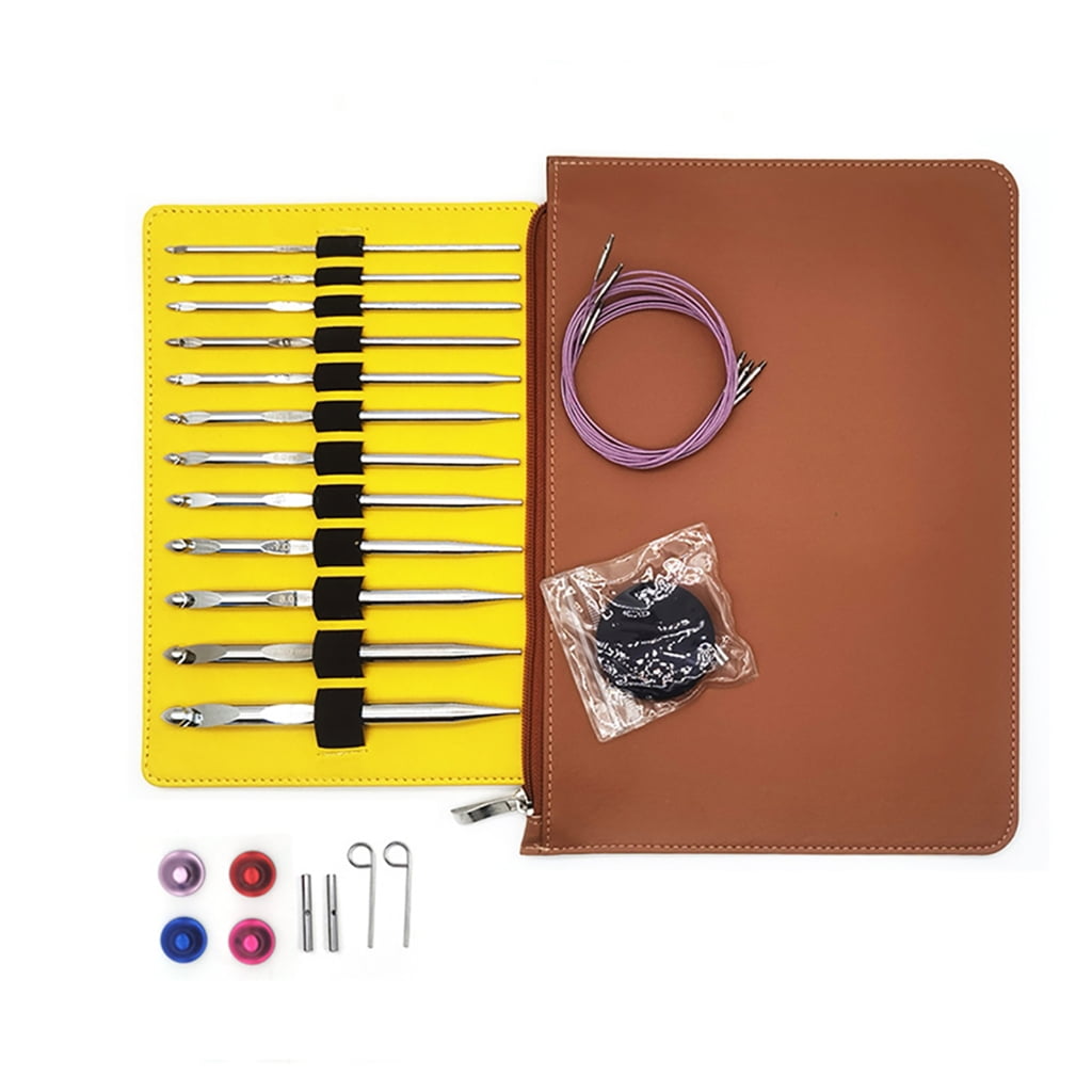 Geemin 12Pcs Stainless Steel Afghan Crochet Hook with Case for Knitting Weaving 3.0mm-10mm Tunisian Knitting Needle