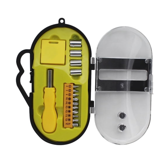 Geemin 14-in-1 Tool Set with Tape Measure Nipper Plier Sockets Multi-bits Repair Tools