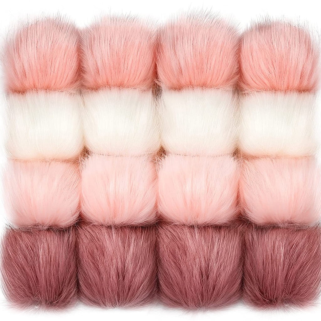 Geemin 16 Pcs Multicolor Faux Fur Pom Poms Balls Plush Shaggy Ball for Hobby Supplies