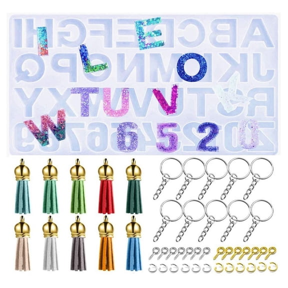 Geemin 171 Pieces Alphabet Number Silicone Molds Set Backwards Letter Resin Mould