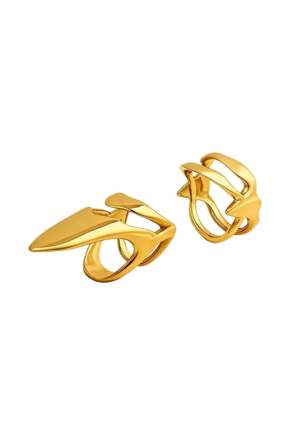 2 Pack Unique Nail Rings Claw Shape Statement Jewelry Fingertip Nail Art Rings Alloy Texture for Costume and Party Wear
