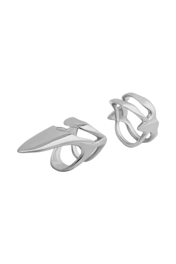 2 Pack Unique Nail Rings Claw Shape Statement Jewelry Fingertip Nail Art Rings Alloy Texture for Costume and Party Wear