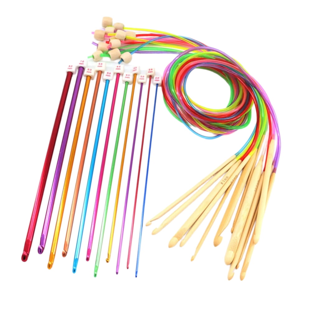 Geemin 23 Pcs Colourful Tunisian Crochet Hook with Rope Afghan Long Crochet Hooks