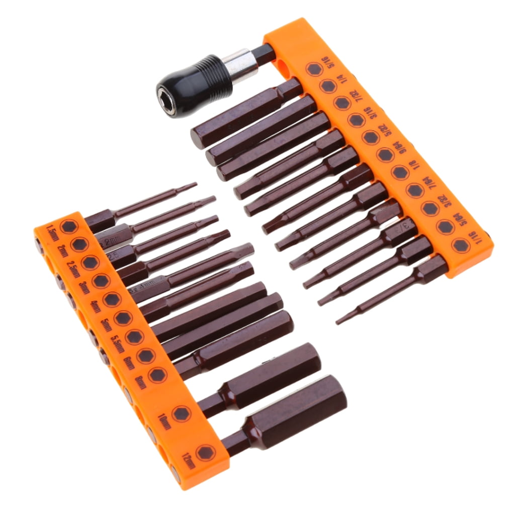 Geemin 23 Piece Hex Head Impact Drill Bit Set Magnetic Screwdriver Bits Metric English