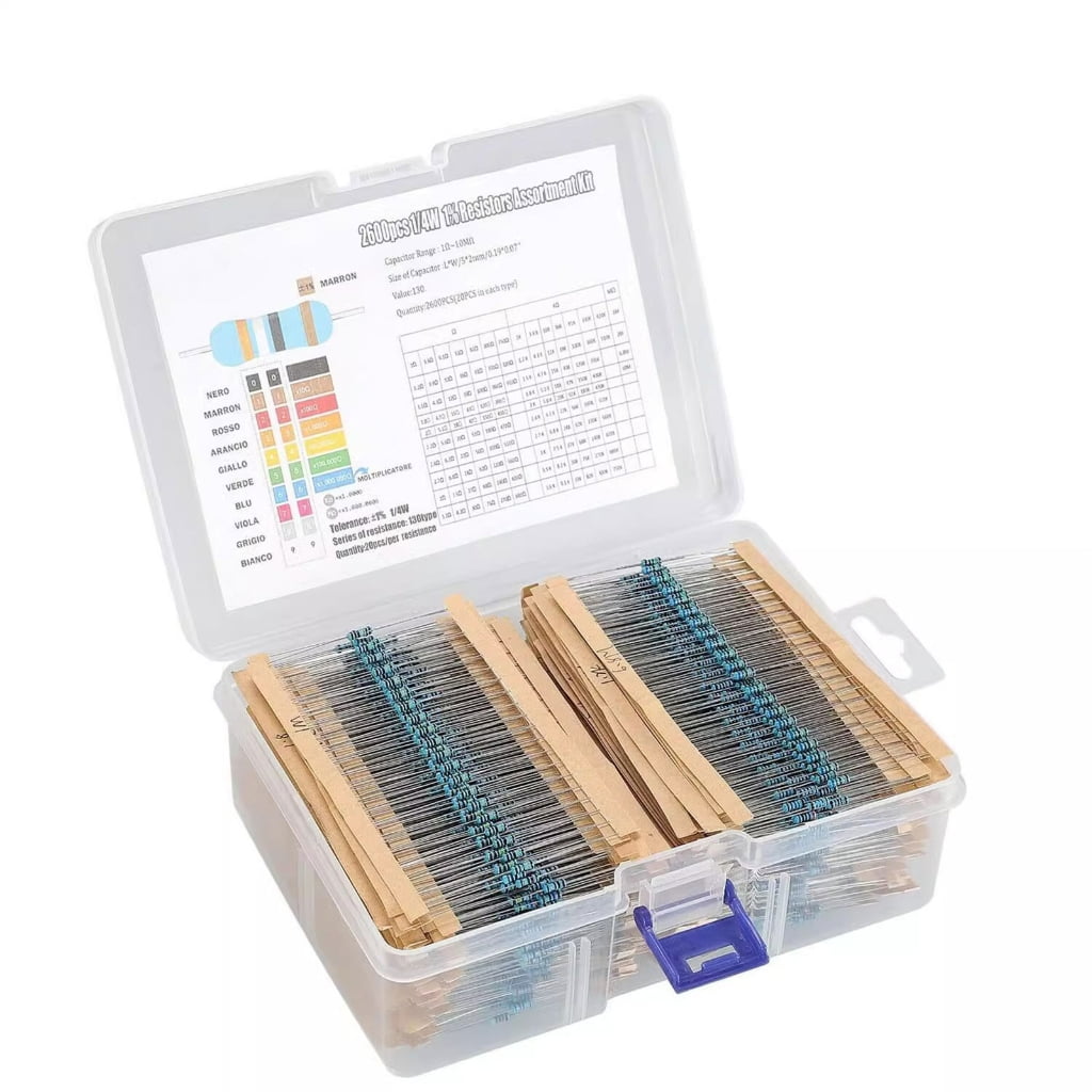 Geemin 2600Pcs 130 Values Resistor Kits 1Ohm-10MOhm Metal Film ...