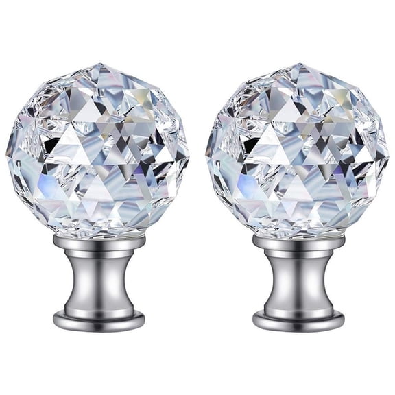 Geemin 2Pcs Clear Crystal Glass Ball Finial Lamp Top Cap Lampshade Topper Knob
