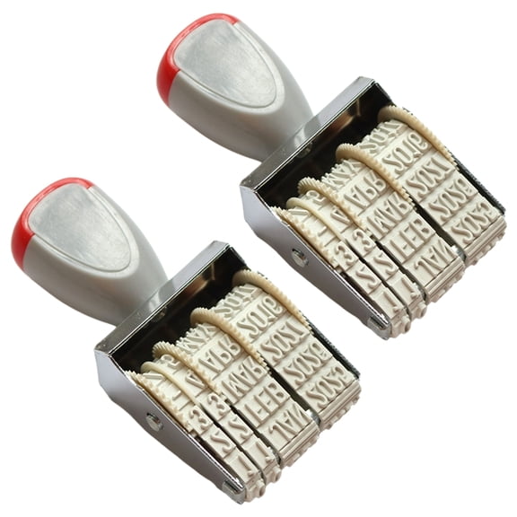 Geemin 2Pcs English Date Roller Stamper Office Stamping Line Dater Rotating Date Stamper For Mailing Packaging Shipping