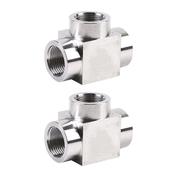 Geemin 2Pcs High Pressure Pipe Fitting Adapter Replacement Stainless Steel T Type Tees Connector for Home Industrial Use