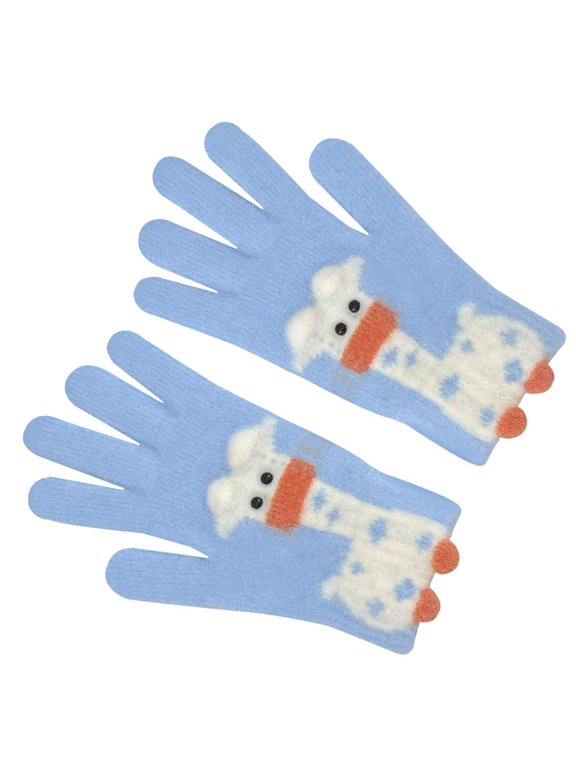 2pcs Warm Knitted Touchscreens Gloves Lovely Giraffe Pattern Plush Mittens