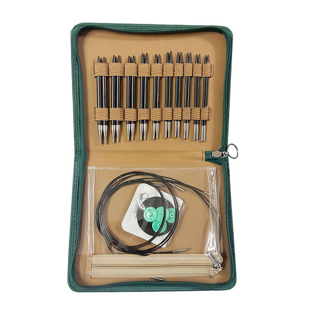 Geemin 3.0-6.5mm Metal Circular Knitting Needle Set Interchangeable Crochet Hook Crochet Needle Knitting Tool for Crocheting