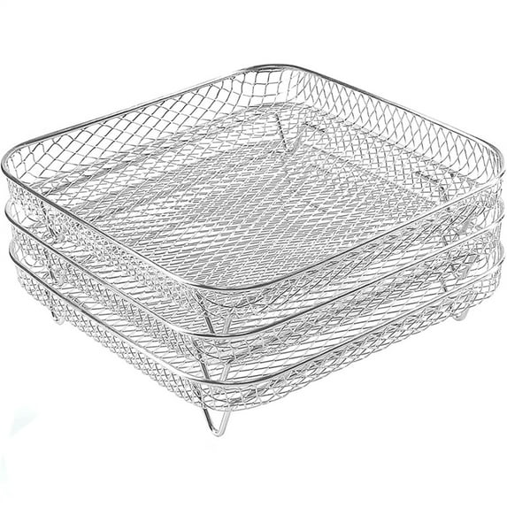 Geemin 3 Layers Grill Stands Air Fryers Stackable Rack 304Stainless Steel Dehydrator Racks Grilling Racks for Restaurant Kitchen