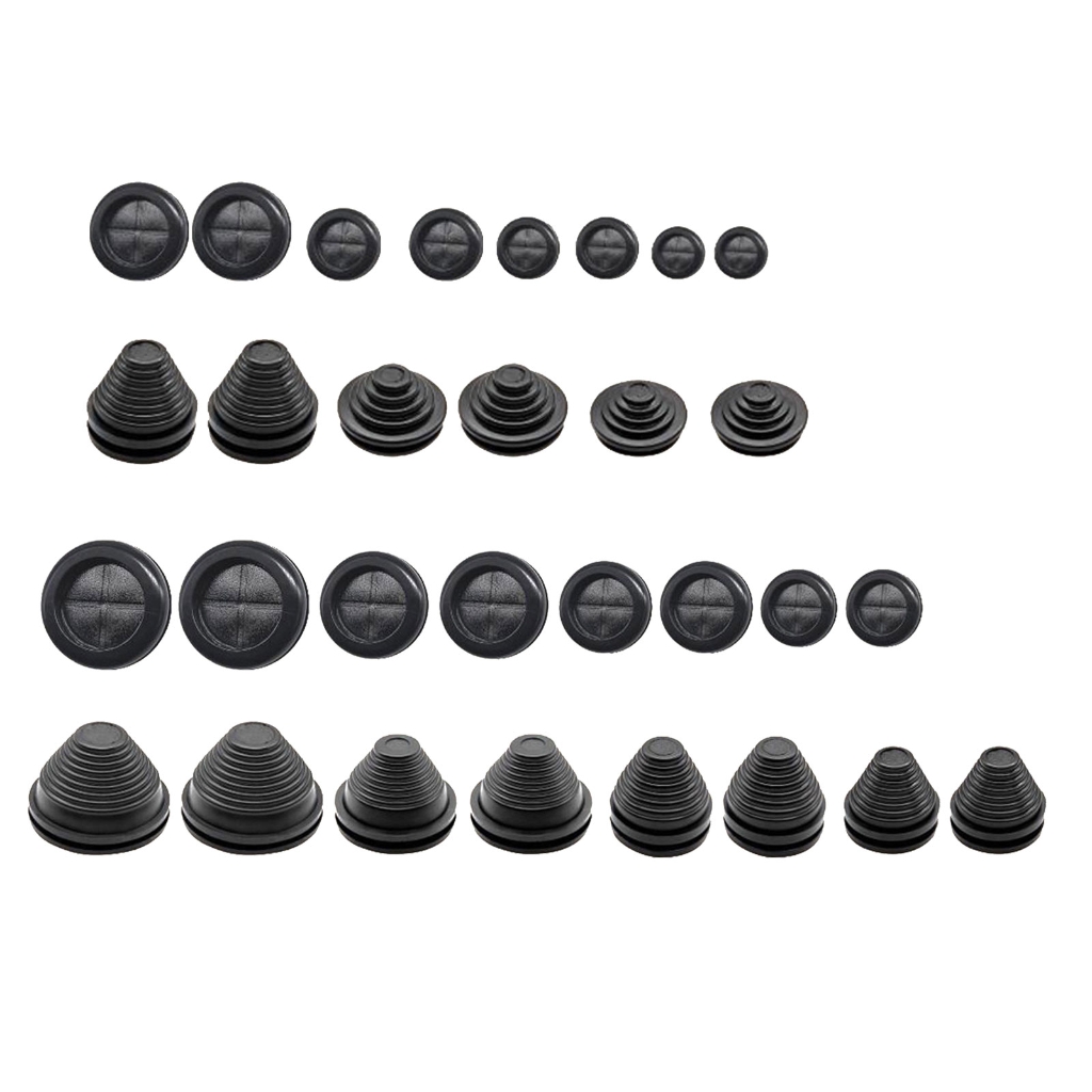 Geemin 30Pcs Rubber Grommets Kits Firewalls Grommets Wire Grommets Tower Round Double Sided Rubber Hole Plug Sleeved Gaskets