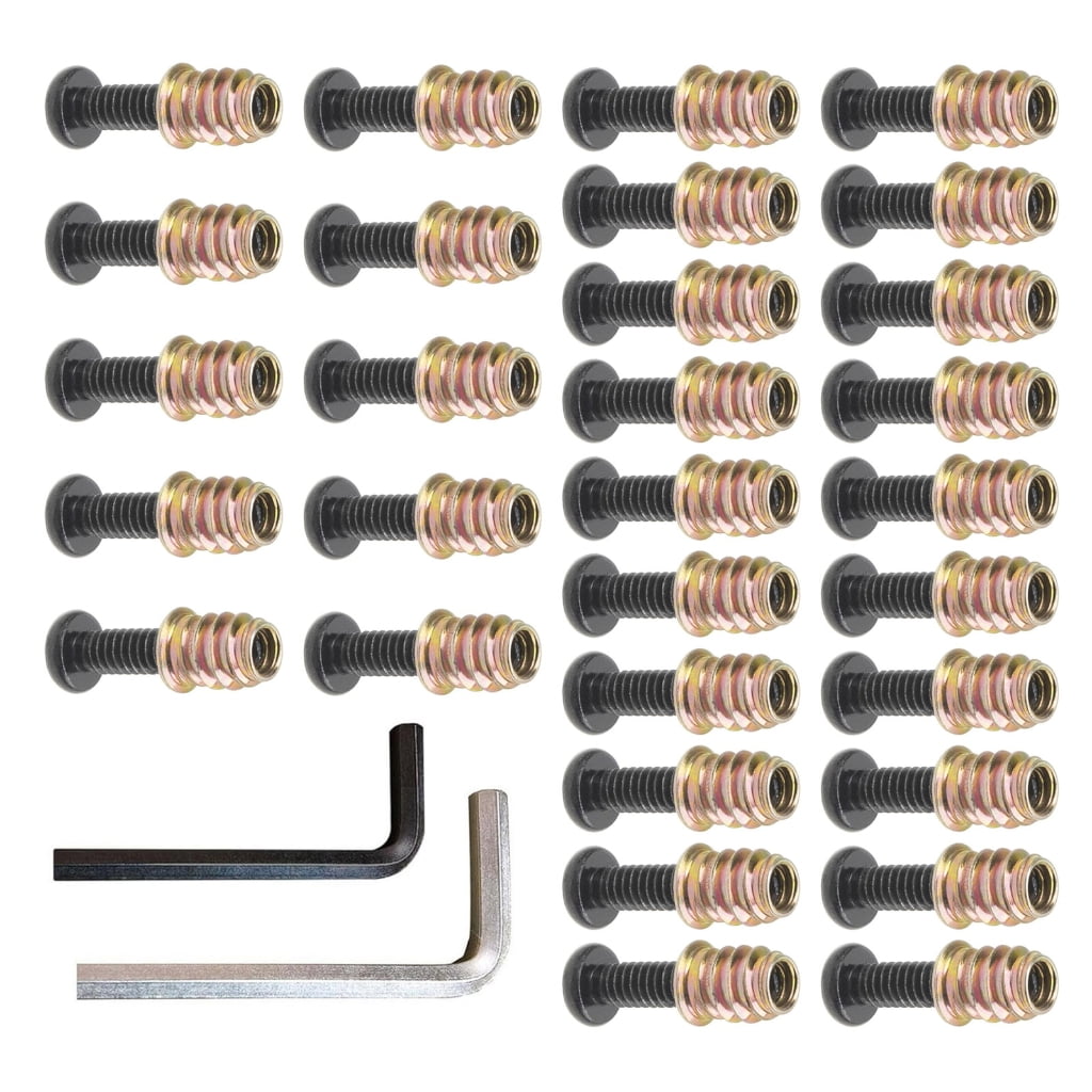 Geemin 32Pcs Steel Insert Bolts Screw Nut Threaded Inserts For Timber Frame Stability