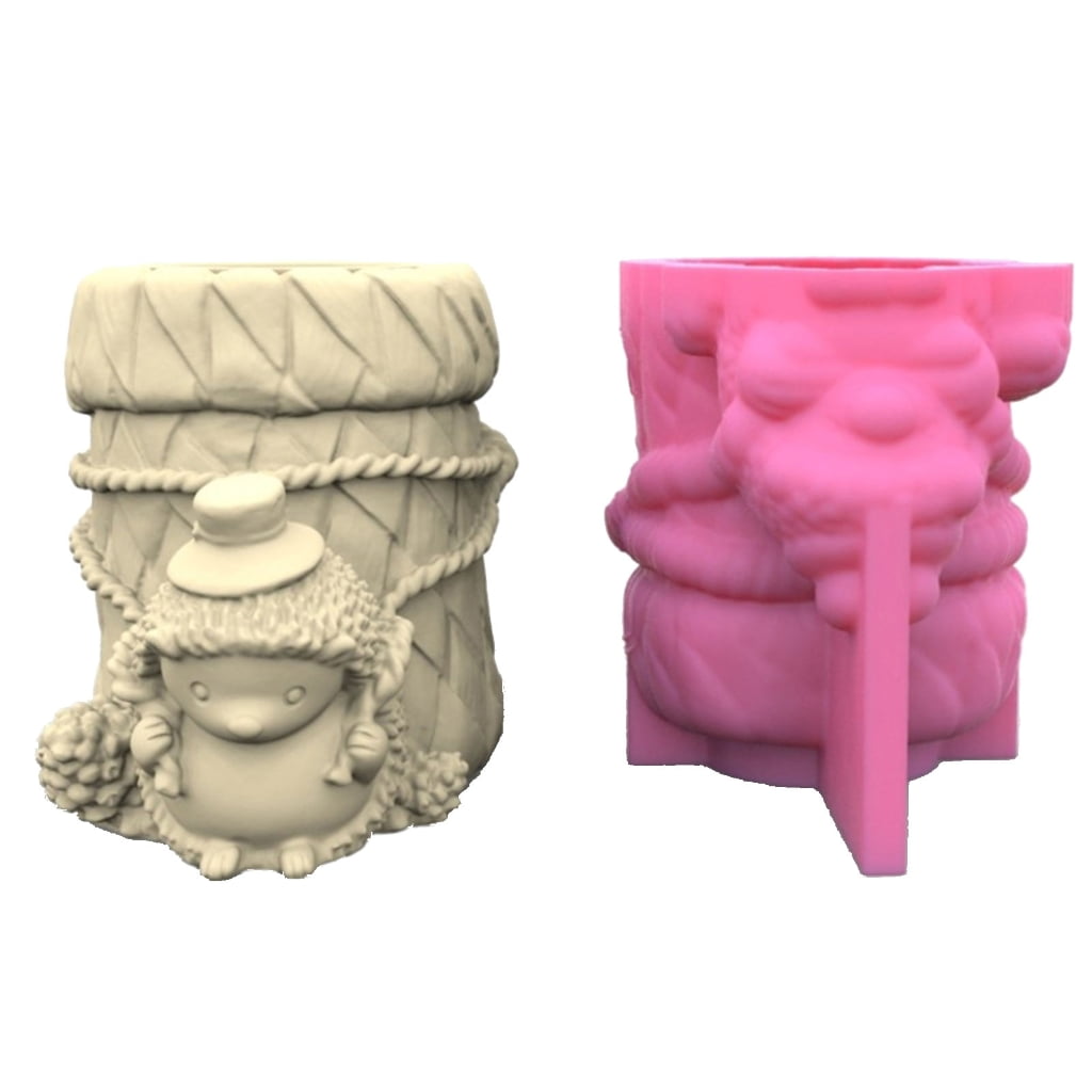 Geemin 3D Brush Pot Silicone Soap Molds Candle Molds Hedgehog Clay Mould Cake Mold