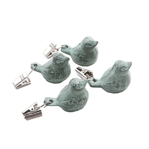 Geemin 4 PCS Table Cloth Weights Antique Cast Iron Bird Weights for Tables Cloth Garden Table Cloth Weights Table Cloth Pompoms
