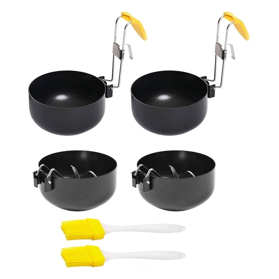 Geemin 4 Piece Portable Poached Boiled Eggs Cooker Cup Foldable Design Nonstick Coating Heatproof Hanging Eggs Poacher Tool