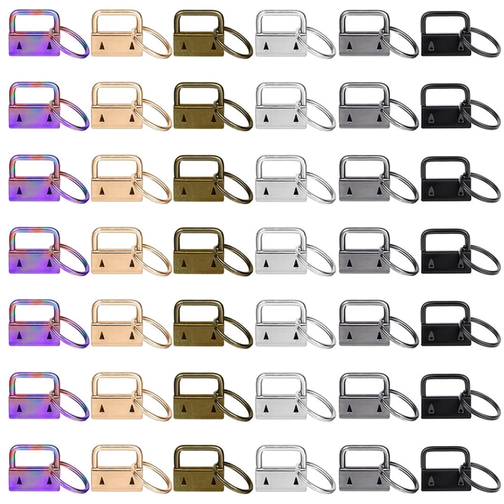 Geemin 42Pcs for Key Fob Hardware with Split Rings Lanyard Wristlet Tail Clip Clasp Kit
