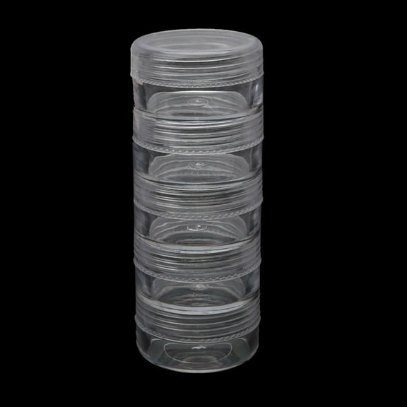 Geemin 5 Slot Plastic Round Clear Storage Jar Box for Beads Buttons Crafts Small Item