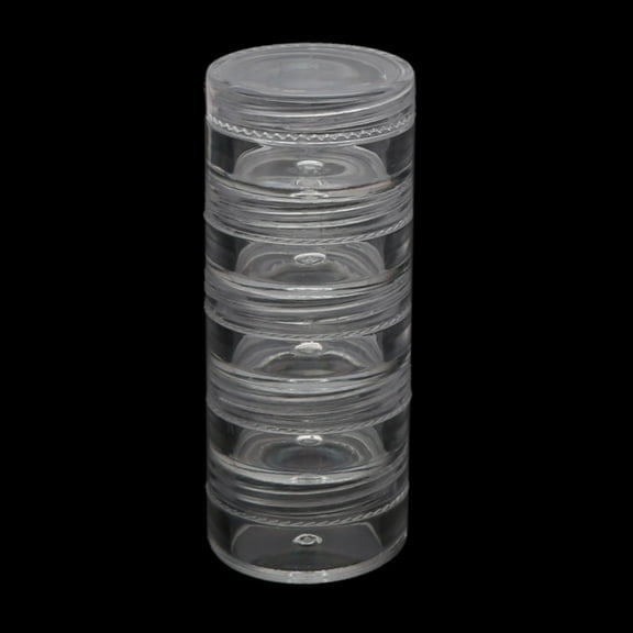 Geemin 5 Slot Plastic Round Clear Storage Jar Box for Beads Buttons Crafts Small Item