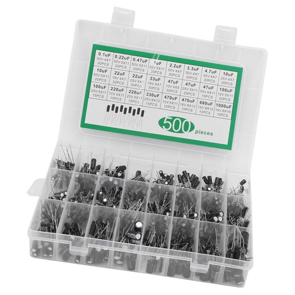 Geemin 500pcs Electrolytic Capacitor Assortment set Comprehensive Electronic Component for Electronics Projects & Circuit DIY