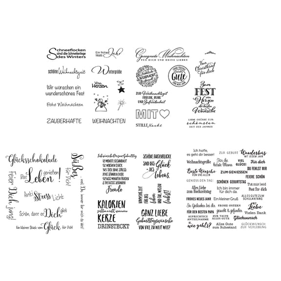 Geemin 5Pcs Clear Silicone Stamp with German Quotes Flower Pattern for Scrapbooking